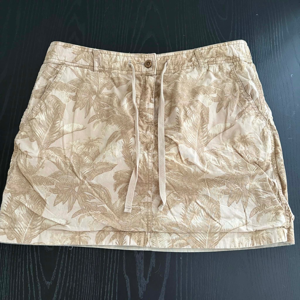 Reversible Palm Print & Khaki Utility Cargo Skirt Gorpcore Safari Beachy Travel